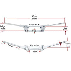 Manillar flexible APE RACING de gran tamaño de 1-1/8" plateado para enduro, motocross, MX, ATV y quad.