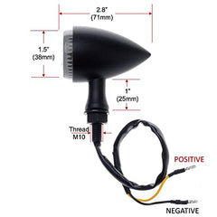 Clignotants moto - APE RACING Clignotants métalliques style balle classique à LED, universels pour motos avec filetage de 10 mm (lentilles noires et fumées)