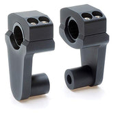 Rehausseurs de guidon pivotants APE RACING, rehausse de 5 cm (2"), noirs, pour guidons de 22 mm (7/8") ou 28,5 mm (1 1/8"), fixation sur potence de 22 mm (7/8").