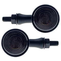 Clignotants moto - APE RACING Clignotants métalliques style balle classique à LED, universels pour motos avec filetage de 10 mm (lentilles noires et fumées)