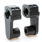 Rehausseurs de guidon pivotants APE RACING, rehausse de 5 cm (2"), noirs, pour guidons de 22 mm (7/8") ou 28,5 mm (1 1/8"), fixation sur potence de 28,5 mm (1 1/8").