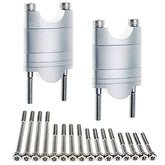 Rehausseurs de guidon APE RACING en aluminium usiné, hauteur réglable pour guidons de 1 1/8" (28,6 mm), moto, quad, moto tout-terrain (1-1/8", argent)
