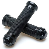 Poignées de guidon universelles en caoutchouc gel et aluminium usiné CNC pour guidon de 7/8" (noir) - Compatibles avec les guidons de 7/8" pour quads, motos et scooters.