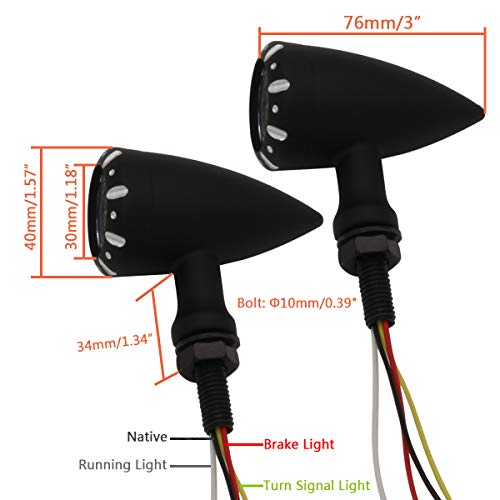 Luces traseras LED de metal para motocicleta APE RACING, intermitentes con freno de marcha, color negro M10