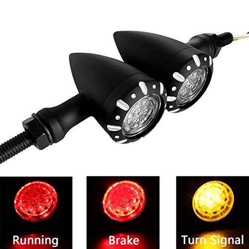 Luces traseras LED de metal para motocicleta APE RACING, intermitentes con freno de marcha, color negro M10