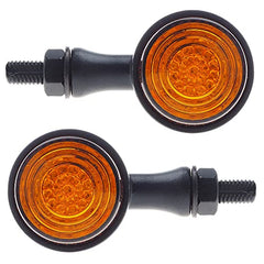 Motorcycle turn signals - APE RACING Classic Bullet Style Metal Blinker Indicators LED Lights Universal fit Motorcycle with 10mm Holes Thread (Black + Amber Lenses)