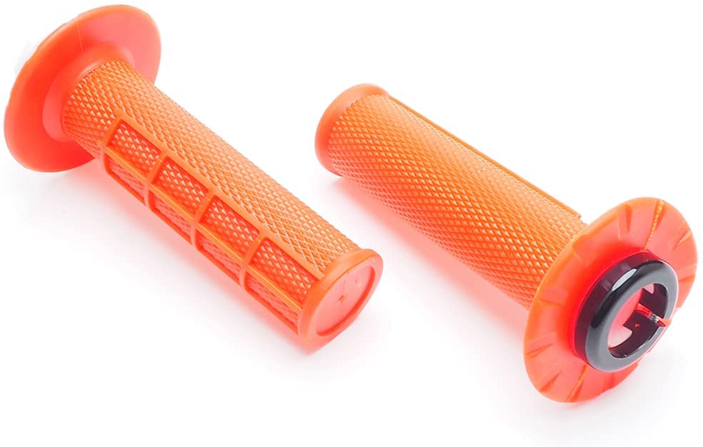 Poignées de guidon antidérapantes à verrouillage par rotation APE RACING pour moto tout-terrain et motocross (Orange) 