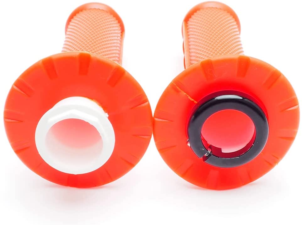 Poignées de guidon antidérapantes à verrouillage par rotation APE RACING pour moto tout-terrain et motocross (Orange) 